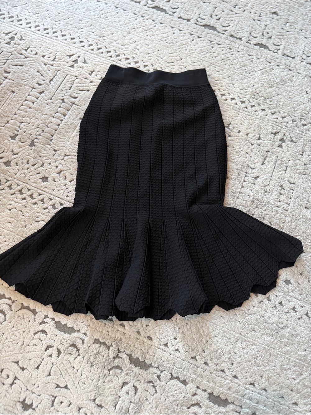 Jonathan Simkhai Black Textured Mermaid-Hem Pencil Skirt